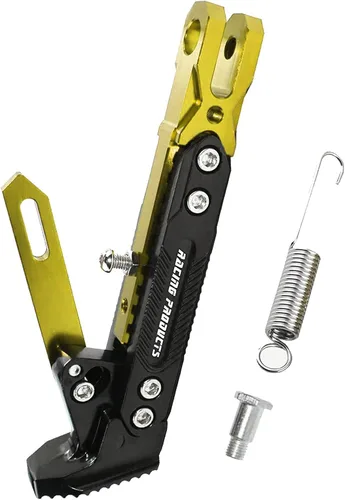Vista 8 de Pata de cabra CNC ajustable para motocicleta, soporte de trípode universal de aluminio para motor/scooter, soporte lateral de pie modificado