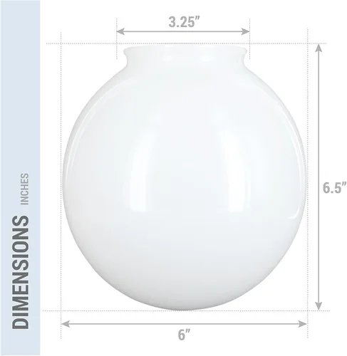 Vista 3 de KOR K21815 Pantalla de lámpara de globo de vidrio blanco de 6 pulgadas