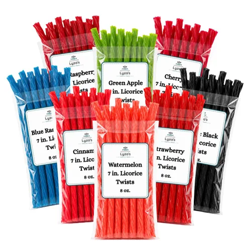 Vista 7 de Licorice Lovers Candy Bundle - Pack of 8 - Old Fashioned Jumbo 7 in. Licorice Twists - Assorted Flavors - 8 oz. Bags