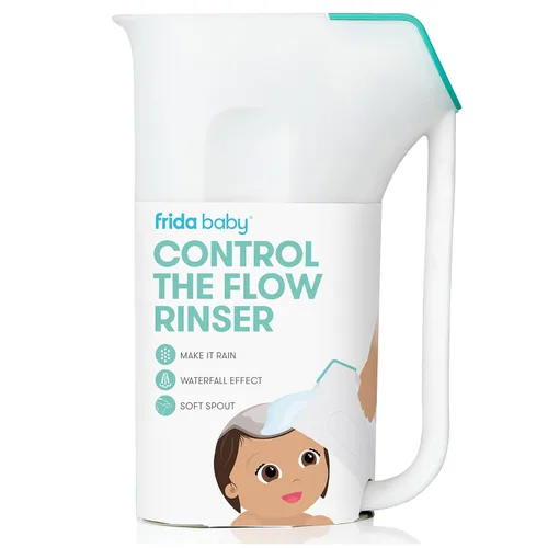 Vista 2 de FridaBaby Control The Flow Rinser + Cepillo de silicona DermaFrida The SkinSoother, esenciales para el baño