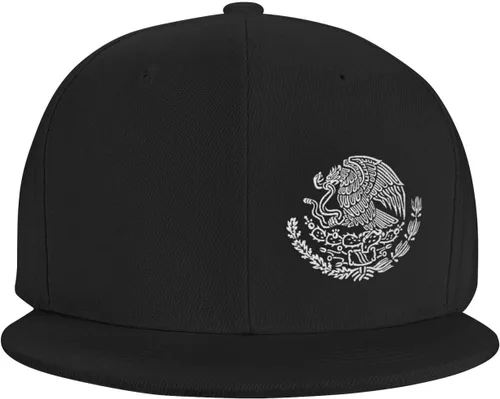 Vista 2 de wikjxiz Gorra de béisbol ajustable de ala plana negra con bandera de México, gorra de béisbol ajustable