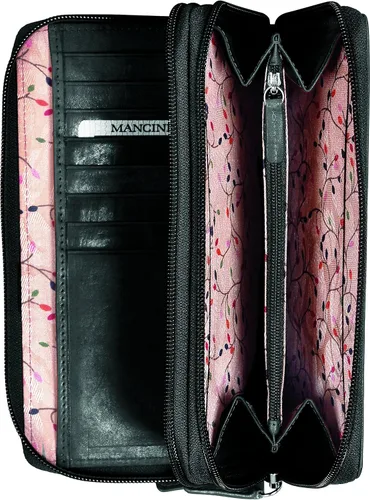 Vista 2 de Mancini Leather Goods Casablanca Colección Embrague RFID doble cremallera para mujer