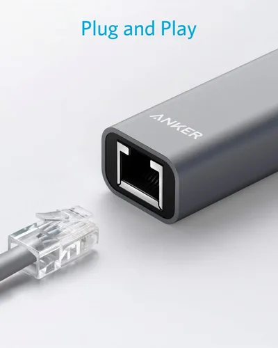 Vista 2 de Anker Adaptador USB C a Ethernet, concentrador de red portátil de 1 Gigabit, 10/100/1000 Mbps, para MacBook Pro, iPad Pro 2019/2018, ChromeBook