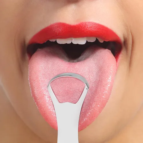 Vista 5 de Healifty Paquete de 4 raspadores de lengua con limpiador de lengua en forma de U, raspador de lengua de acero inoxidable para adultos, raspadores