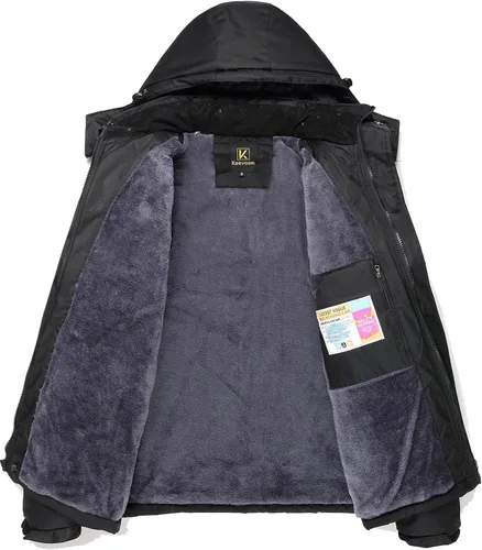 Vista 3 de Keevoom Chaquetas de invierno para hombre, abrigos de nieve para esquí, impermeables, con capucha, impermeables, para snowboard, rompevientos