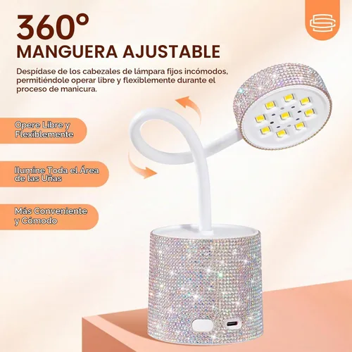 Vista 3 de Lámpara de uñas LED UV, mini luz UV para esmalte de uñas de gel, secador de uñas LED recargable, secado rápido, lámpara de uñas UV para el hogar