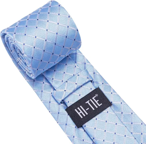 Vista 241 de Hi-Tie Corbatas de seda para hombre, diseño de cachemira a rayas, con bolsillo, gemelos cuadrados, conjunto formal de negocios