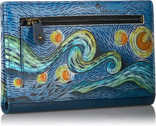 Vista 2 de Anna By Anuschka Cartera de cuero genuino pintada a mano para mujer