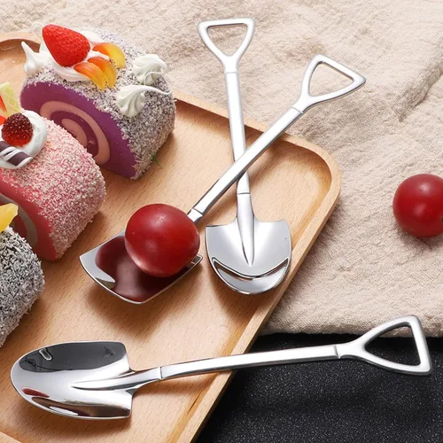 Vista 6 de Juego de cucharas de postre, 4 cucharas de acero inoxidable de 6 pulgadas, cuchara de fruta para helado para el hogar, cocina o restaurante