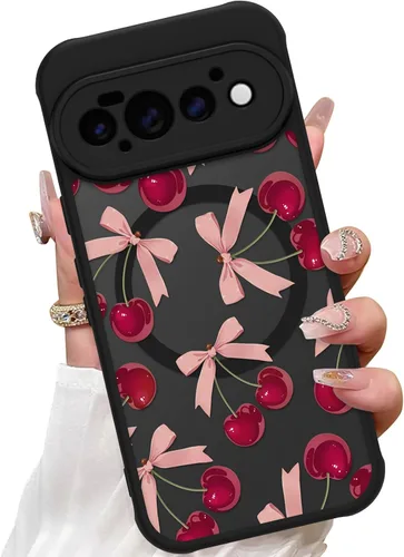 Vista 33 de ZIYE Funda magnética para Google Pixel 9 Pro XL de 6.8 pulgadas [compatible con MagSafe] funda de policarbonato duro y TPU suave con flor de cerezo
