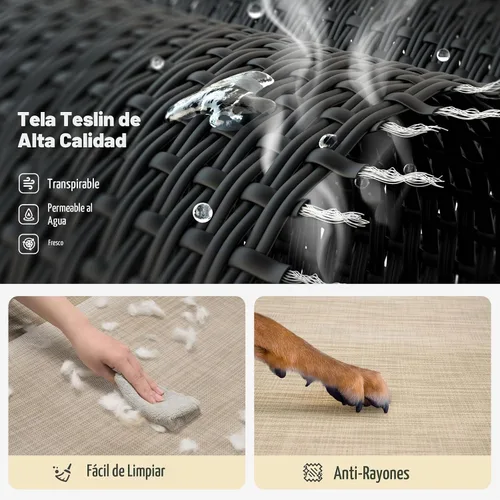 Vista 5 de Veehoo Cama elevada refrescante para perros, cuna elevada XL para mascotas con barandilla y reposacabezas inclinado, malla Teslin transpirable beige