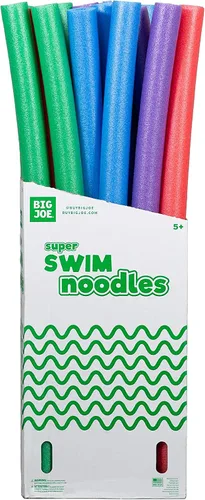 Vista 2 de Big Joe Paquete de 18 Fideos de Natación Fideos de Piscina, Rojo, Azul, Verde, Morado, Amarillo, Espuma, 4.5 pies, 55"L x 3.25"W x 3.25"H cada uno