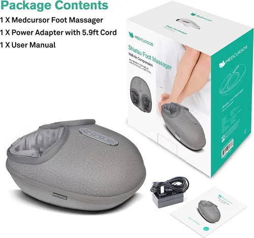 Vista 8 de Medcursor Foot Massager with Heat Shiatsu Deep Kneading, Gray, Up to US 13" Gris