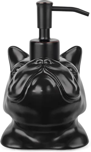 Vista 4 de Dispensador con Forma de Bulldog Francés de Jabón/Loción/Desinfectante de Manos Dispensador con Bomba de Cerámica de Acero Inoxidable Bulldog