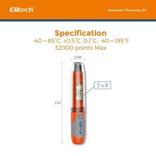 Vista 5 de Elitech RC-51 Digital registrador de datos de temperatura USB reutilizable 32000 puntos
