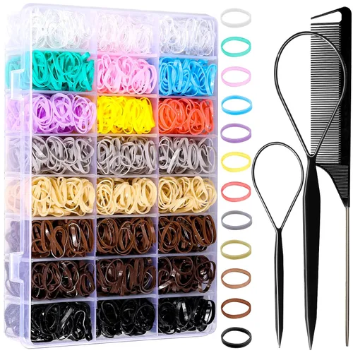Vista 11 de YGDZ Lazos elásticos para el cabello, 1500 bandas de goma transparentes para el cabello, ligas negras para el cabello, mini bandas elásticas negro