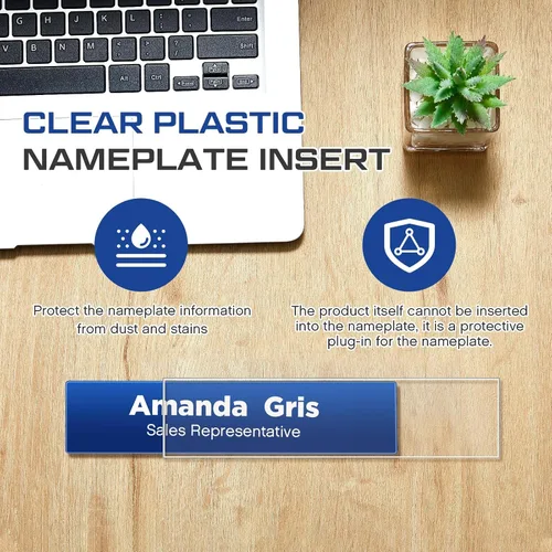 Vista 5 de Teenyyou Paquete de 50 insertos de plástico transparente para placa de identificación de 8 x 2 pulgadas, cubiertas protectoras para placa