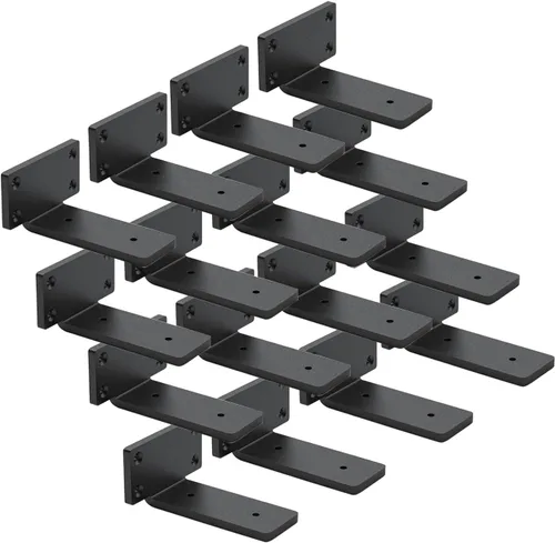 Vista 11 de Paquete de 4 soportes de estante flotantes de 4 pulgadas, soporte de estante oculto de 1/5 pulgadas de grosor, soportes de metal de hierro