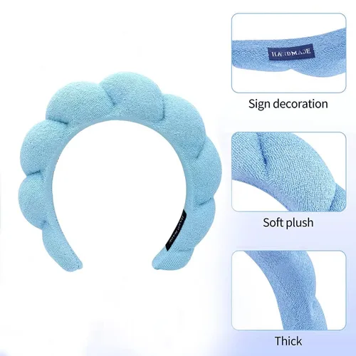 Vista 4 de Diademas de cuidado de la piel para el lavado facial, diademas de spa para lavar la cara, suaves diademas de cuidado de la piel y maquillaje