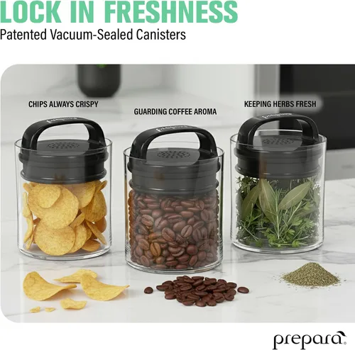 Vista 2 de Prepara Evak Fresh Saver - Pantalón corto pequeño, mango negro transparente, juego de 2