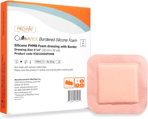 Vista 7 de Medvance Apósito de espuma impermeable con bordes adhesivos, 4 x 4 pulgadas, caja de 5
