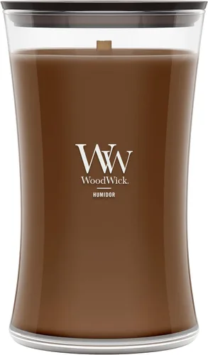 Vista 16 de WoodWick Santal Myrrh - Vela grande en frasco con forma de reloj de arena, cera de mezcla de soya prémium, mecha de madera Pluswick Innovation