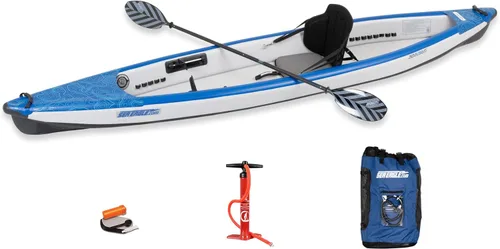 Vista 11 de Sea Eagle RazorLite Kayak inflable – Ligero, punto caído, kayak de turismo de alta velocidad – Solo o en tándem – Asiento trasero alto, remo (s)