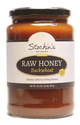 Vista 7 de Stockin's Apiaries Miel de trigo sarraceno cruda, sin calentar, sin filtrar y nutritiva, 10 onzas.