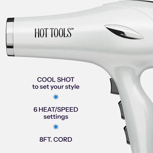 Vista 3 de Hot Tools Pro Artist 2400 Turbo Ceramic + Ionic - Secador de pelo Secado rápido, ligero Ionic Blow Dryer, Fast Drying, 6 Heat/Speed Settings +