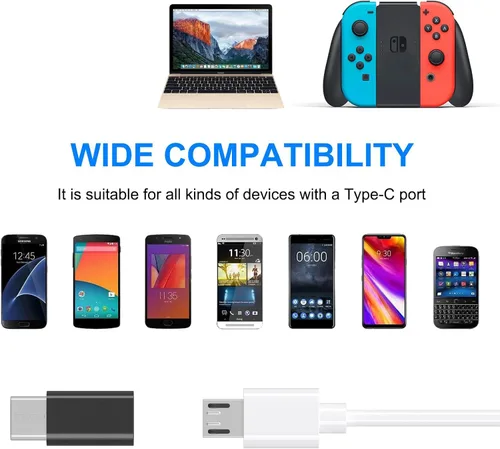 Vista 2 de Paquete de 4 adaptadores micro USB a USB C, adaptador Micro-USB hembra a USB-C macho OTG compatible con iPhone 15 16 17, Samsung Galaxy S10 S9 S8