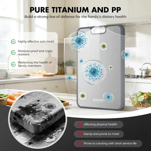 Vista 3 de SUMZZZ Tabla de cortar de titanio, Titanio/PP de grado alimenticio 15 "×