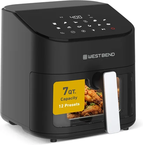 Vista 10 de West Bend Freidora de aire digital de 4.5 cuartos de galón, compacta con 12 preajustes, temperatura ajustable para comidas crujientes rápidas, cesta