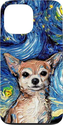 Vista 24 de Aja - Funda para iPhone 17, diseño de perro de noche estrellada, color marrón