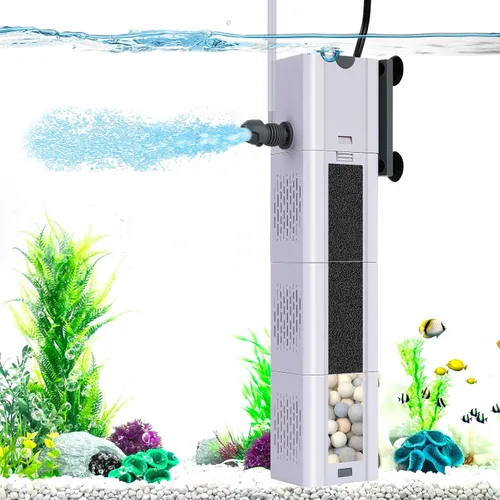 Vista 10 de Filtro de acuario de 132 GPH 4-en-1, filtros de tanque de peces de 10-40 galones para filtración y oxigenación, filtro para tanque de peces
