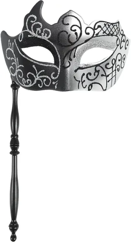 Vista 4 de Masquerade Mask for Men Handheld Venetian Mask Halloween Mask for Party Prom Ball Costume Mask