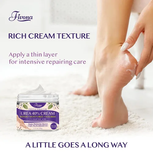Vista 3 de FIVONA Crema para pies 40% urea para talones secos agrietados, crema suavizante de callos extra fuerte con ácido salicílico al 2%, árbol de té
