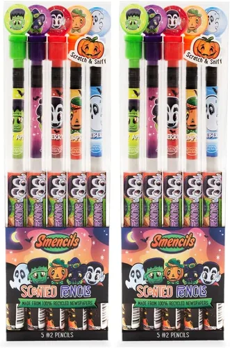 Vista 10 de Lápices de Halloween Smencils – Lápices perfumados gourmet patentados HB #2, 5 unidades, regalos para niños, suministros escolares, recompensas