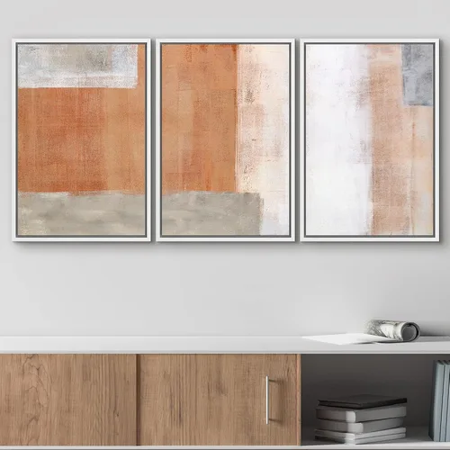 Vista 439 de wall26 Lienzo enmarcado para pared, juego de arte de acuarela pastel, paisaje rural, ilustraciones con formas abstractas, arte moderno, decorativo