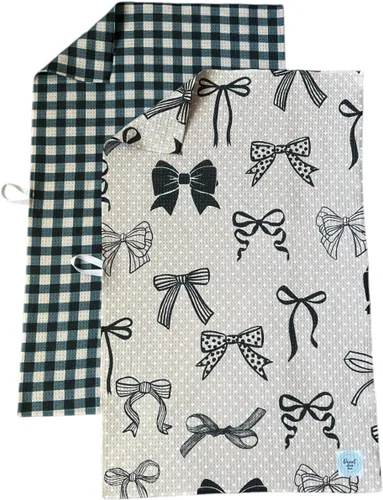 Vista 14 de Paquete de 2 Paños de cocina de doble cara Microfibra de tejido gofre Altamente absorbente Lazo para colgar Paños de cocina