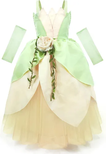 Vista 2 de Disfraz de princesa para niñas, disfraz de hada de Halloween, vestido verde de cuento de bebé, juego de rol, vestido verde