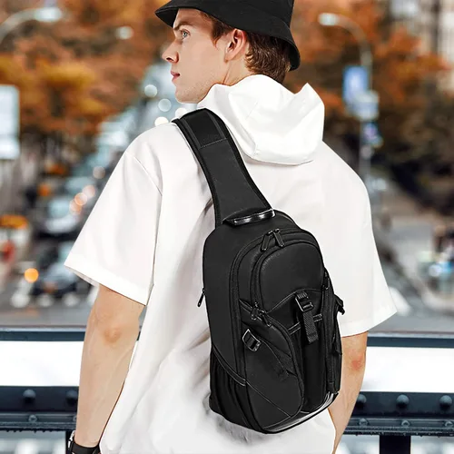 Vista 8 de JUMO CYLY Bolso bandolera de cuero para hombre con bolsa impermeable para hombre