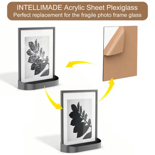 Vista 2 de INTELLIMADE, Hoja acrílica de plexiglás de 5 x 7 pulgadas, panel rectangular de 1/8 pulgadas de grosor, tablero de vidrio de plexiglás fundido