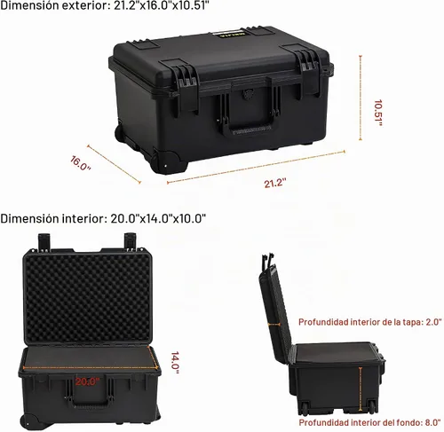 Vista 6 de MEIJIA Funda rígida portátil impermeable para todo tipo de clima, funda para cámara con espuma de ajuste personalizable, diseño ligero con mango