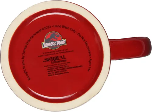Vista 2 de Taza de café de cerámica con texto en inglés "I Survived Jurassic Park T-Rex, 24 onzas