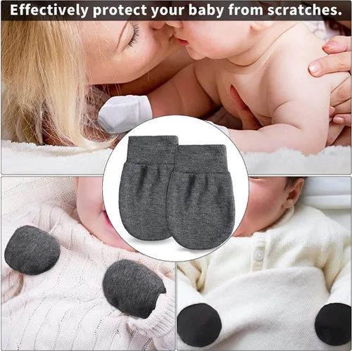 Vista 4 de 16 pares de guantes de algodón para recién nacidos, guantes suaves que no rayan, unisex, juego de guantes para bebés de 0 a 6 meses (4 colores)