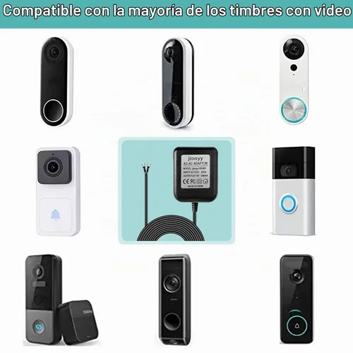 Vista 4 de Transformador de timbre 18V500mA para timbre de video Ring (16.4 pies, negro) Adaptador de corriente para timbre de video compatible con timbre
