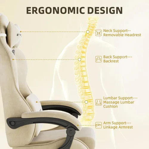 Vista 7 de Ferghana - Silla de tela de terciopelo para juegos, silla Gamer ergonómica de respaldo alto para adultos, silla cómoda para videojuegos