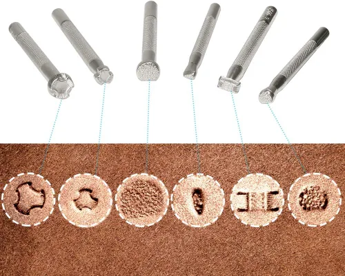 Vista 3 de DUJISO Herramientas de estampado de cuero, juego de herramientas de cuero, kit de cuero con martillo de tallado de cuero, juego de sellos, cuchillo