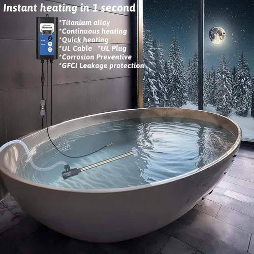 Vista 5 de Calentador de agua de inmersión de titanio de 1800 W, bañera de hidromasaje eléctrica portátil y piscina, calentador de agua totalmente sumergible