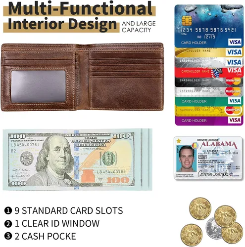 Vista 6 de Airtag mens Wallet, marrón, (Coffeebrown), Cartera de cuero para hombre